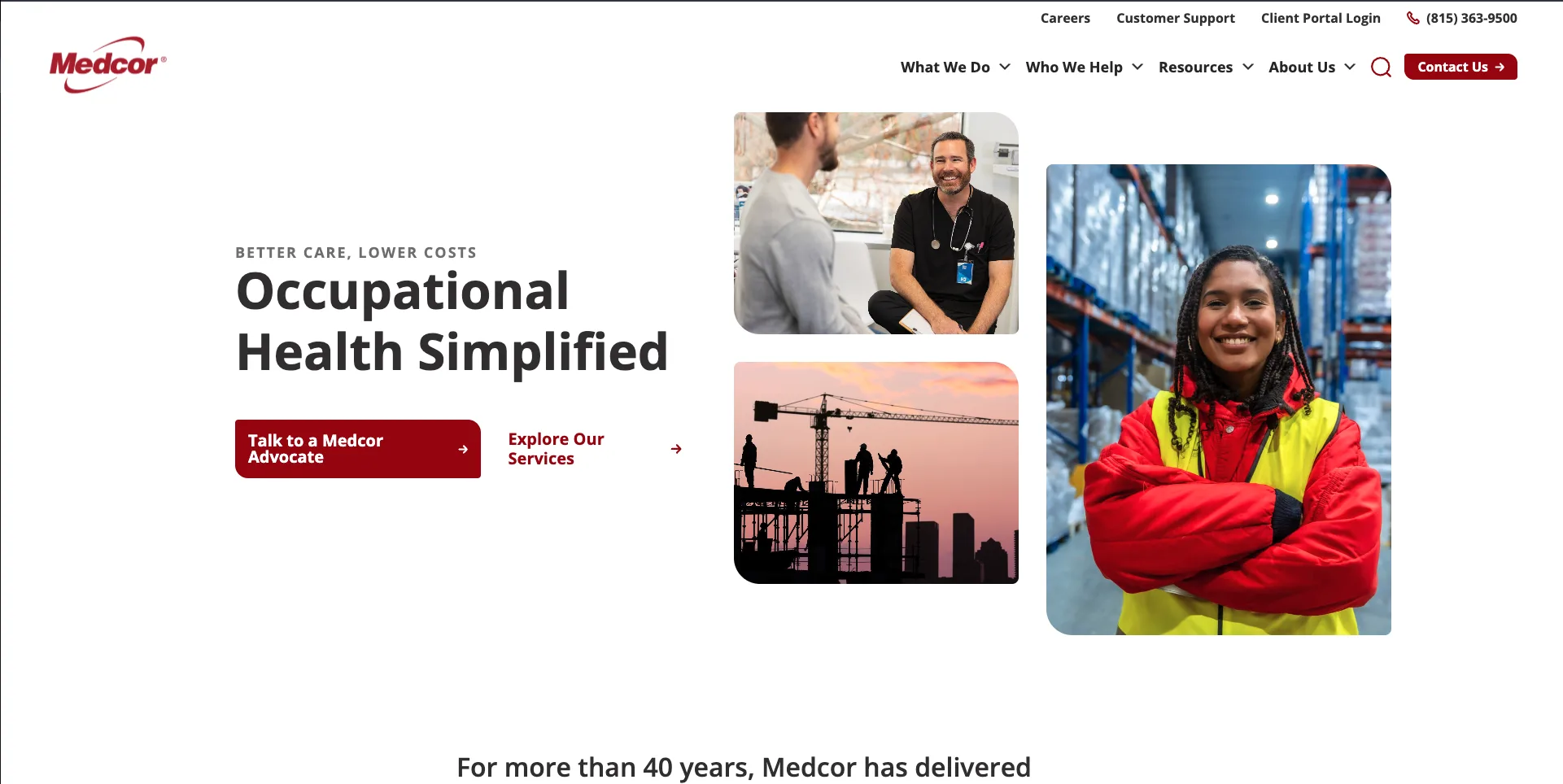 Medcor marketing website homepage screenshot